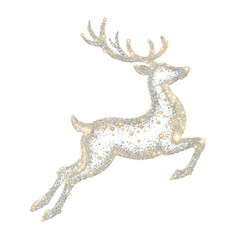 Glittering reindeer silhouette leaping across the frame made of golde… © Farouk