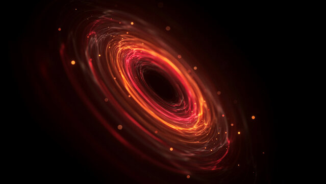 Abstract dark space background with glowing red swirling cosmic vortex abstract swirling astronomy universe astrophysics particle background explosion darkness infinity artistic creation