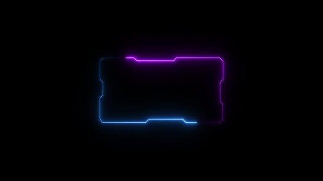 Glowing neon technological red color HUD template callout animation. Neon blue data visualization, dashboard, screen, motion graphics 4k video..