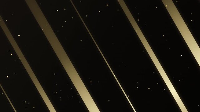 Golden Diagonal Lines Motion Background Featuring Glowing Floating Particles in Luxury Dark Space