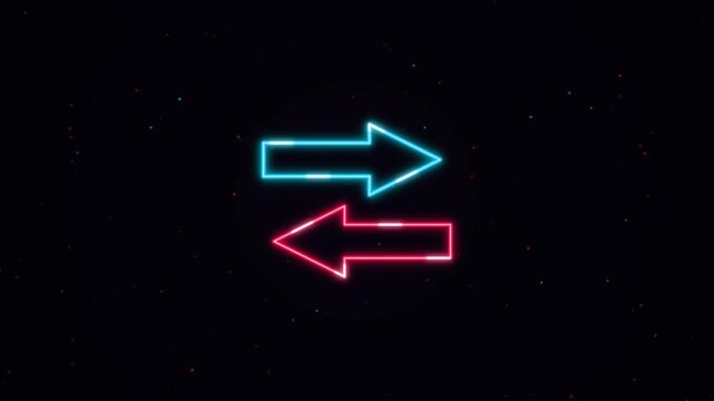 Seamless Loop Blue and Red Neon Exchange Arrows Animation on Dark Background