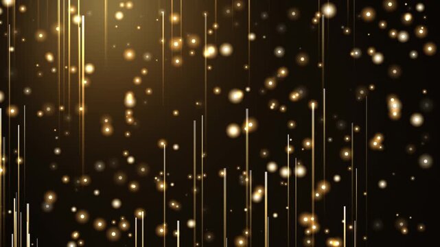 Golden Glowing Particle Rain Background Vertical Light Streaks Motion Graphics Event Backdrop Loop
