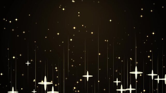 Golden Glowing Star Particles Falling Down Over A Dark Background For Festive Holiday Celebration