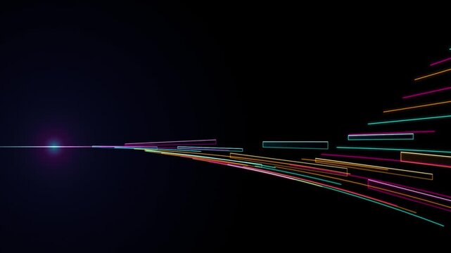 Abstract 3D Holographic Fiber-Optic Data Highway Loop Seamless Loop...