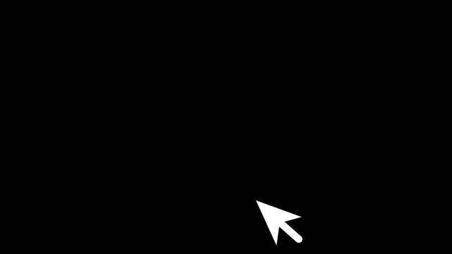 mouse cursor pointer moving and clicking a pause icon on a black background