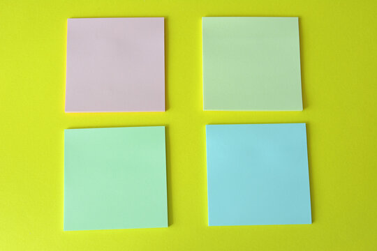 Sticky Notes Elements Set on yellow background, flat lay