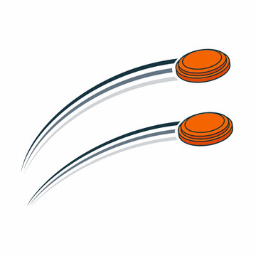 Flying orange clay pigeon targets for trap shooting