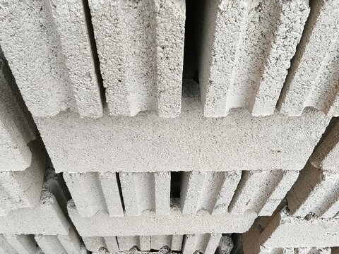 Stack of Concrete Cement Blocks for Construction Texture Background