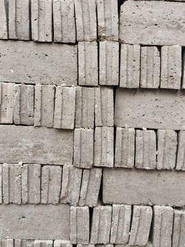 Stack of Gray Concrete Bricks Texture Pattern