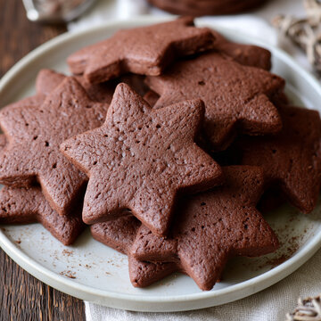 Homemade roll-out chocolate cookies with rich cocoa flavor and a crisp texture, perfect for decorating, holiday baking, and festive celebrations.
