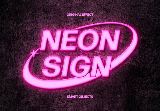 Pastel Neon Sign Text Effect for Poster and Cover Design