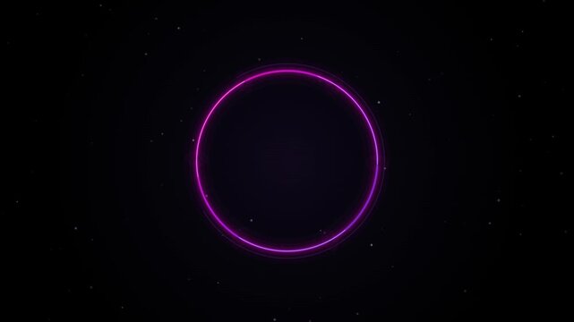Neon gradient circular ring glowing on dark background cinematic seamless lop 4k