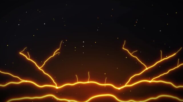 Glowing liquid gold veins creeping through volcanic obsidian stone