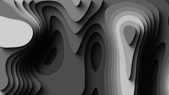 Abstract grey monochrome layered topographic paper cut motion loop
