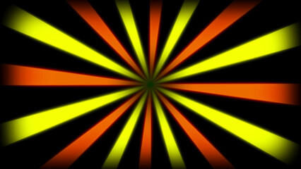 Obraz premium Abstract background, with vibrant yellow, and orange light, rays radiating from, the center against, a deep black, backdrop for visual impact
