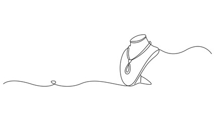 Obraz premium Continuous Line Drawing of Jewelry Necklace Display Stand Minimalist Fashion Illustration