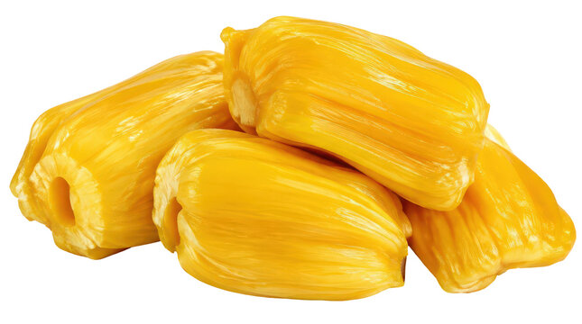 Bright yellow ripe jackfruit pods, sweet and juicy tropical fruit, ready to eat.
