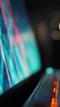 Financial candlestick charts fluctuate rapidly in real time on a trading monitor, visualizing market activity and cryptocurrency price changes during high volatility sessions