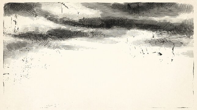 Monochrome Halftone Grunge Texture With Distressed Dots And Grainy Noise On Off-White Paper Background Abstract Print