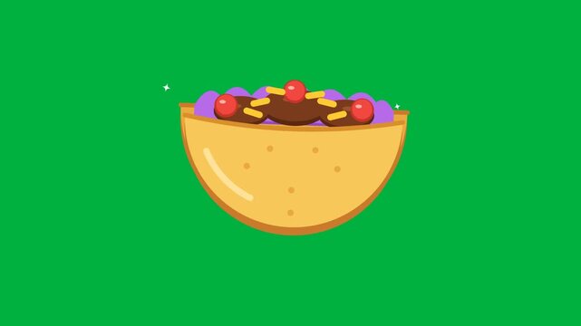 Animated Taco with Toppings on Green Screen