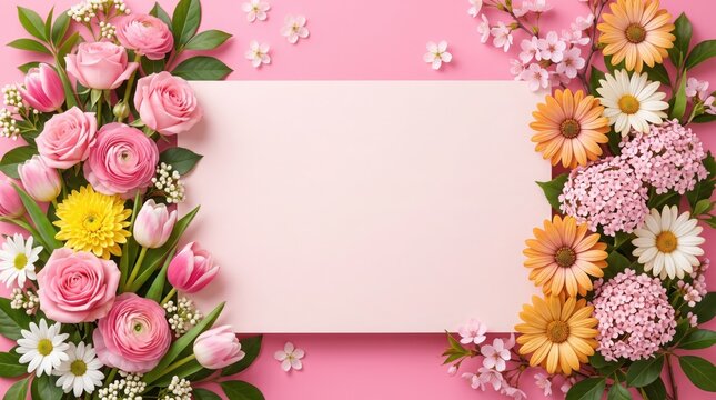 spring floral promotion banner with blooming bouquet and seasonal discount offer for elegant shopping