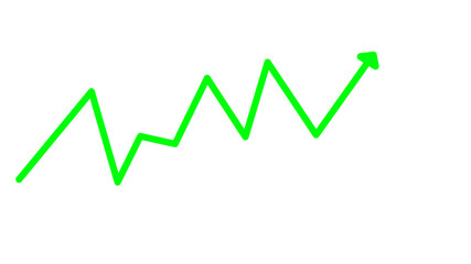 Obraz premium Green rising arrow line graph isolated on transparent background