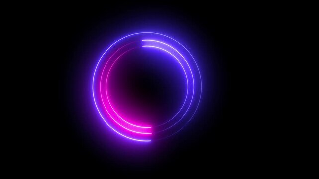 moving circles are intertwined. Circles rotating with the light. The lights follow in the direction 4k video
