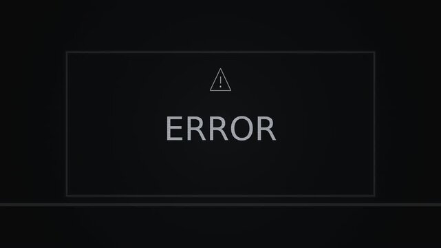 Silver ERROR text glows inside a frame in a cool system error video