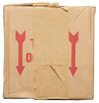 Brown cardboard box texture, png isolated on transparent background