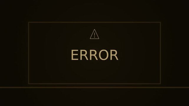 Gold ERROR text glows inside a frame in a cool system error video