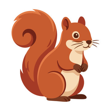 Cute cartoon squirrel character with a big fluffy tail standing in a friendly pose Vector