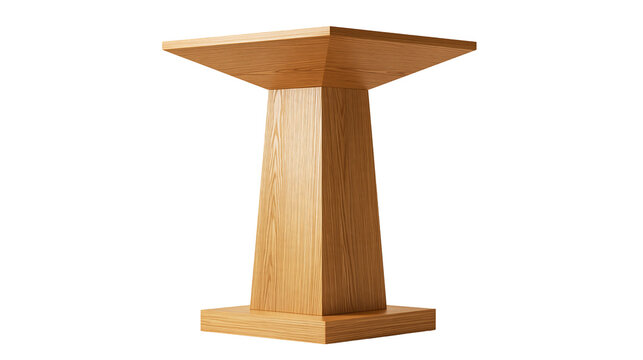 Modern minimalist wooden pedestal table with a flared base and square top