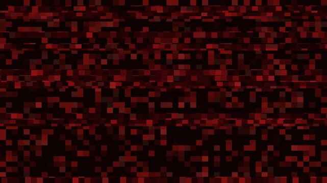 black red pixel blocks tear across a dark screen in a cool glitch video