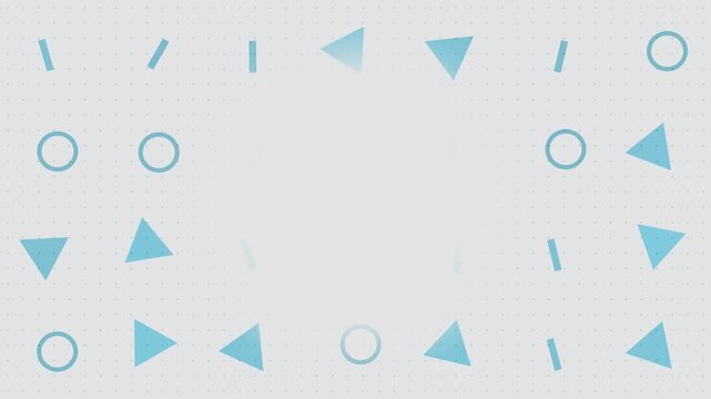 Cyan Memphis shapes orbit open space in a cute abstract CG video