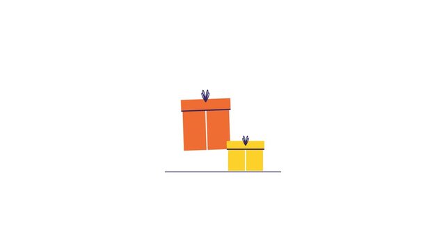 Two Flat Design Gift Boxes with Ribbons on White Background, Celebration and Surprise Concept, Commercial Use Illustration