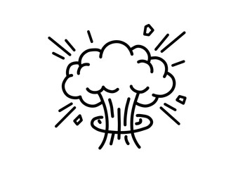 Mushroom cloud explosion outline icon vector illustration isolated on white background. © Selahm