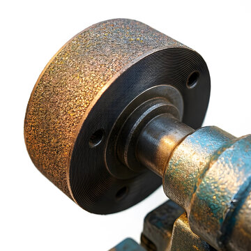 Industrial manufacturing and metalworking, abrasive grinding wheel on a machine tool for precision engineering and surface finishing in a workshop