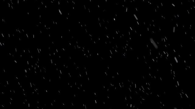 Looped winter holiday advertising and severe blizzard concept featuring falling snow overlay on black background.