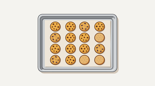 Freshly baked chocolate chip cookies on baking sheet ready for enjoyment