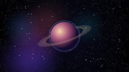 Planet Saturn With Rings In Outer Space Dark Background With Stars Galaxy Universe Astronomy Science Vector Illustration © Abdulla11