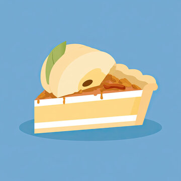 transparent slice of apple pie flat vector illustration