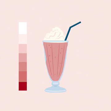 strawberry milkshake flat vector illustration