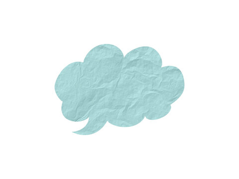 Light blue cloud paper speech bubble isolated