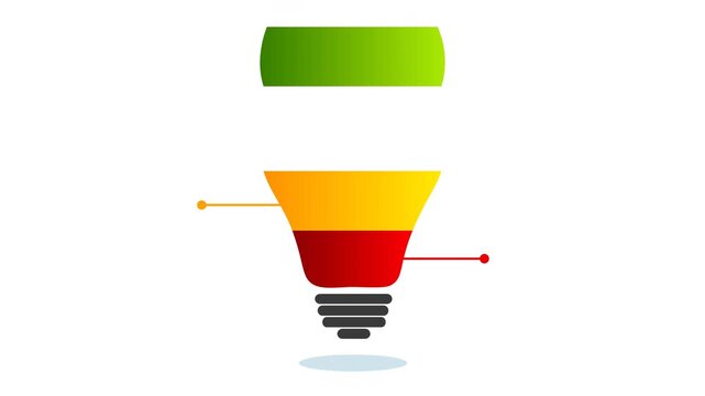 Animated Light Bulb Infographic Diagram with 4 Layered Steps and Pointer Lines