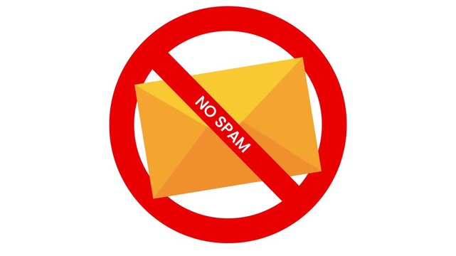 No Spam Email Concept Animation with Envelope and Red Prohibition Sign