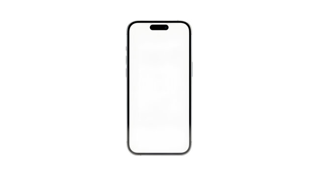 Generic modern smartphone with blank screen isolated on transparent background