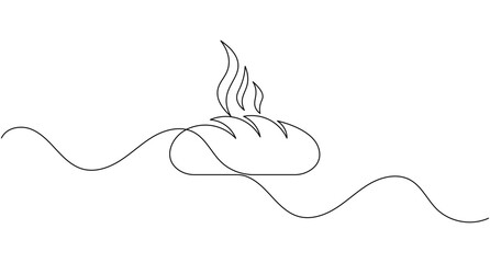 Fototapeta premium Hot bread continuous one line drawing minimalist bakery food outline editable stroke vector illustration