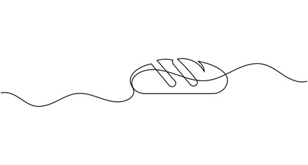 Obraz premium Fresh loaf bread continuous one line drawing minimalist bakery food outline editable stroke vector illustration