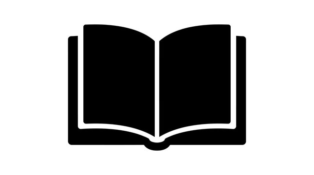 Open book icon representing knowledge and learning on a plain background