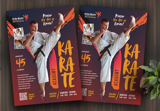 Karate Academy Training Flyer Template Colour Orange